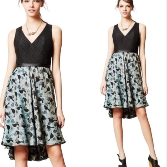 Black Halo Dresses & Skirts - Anthropologie‎ Merle Dress By Black Halo Made in Kind Mixed Texture Bird